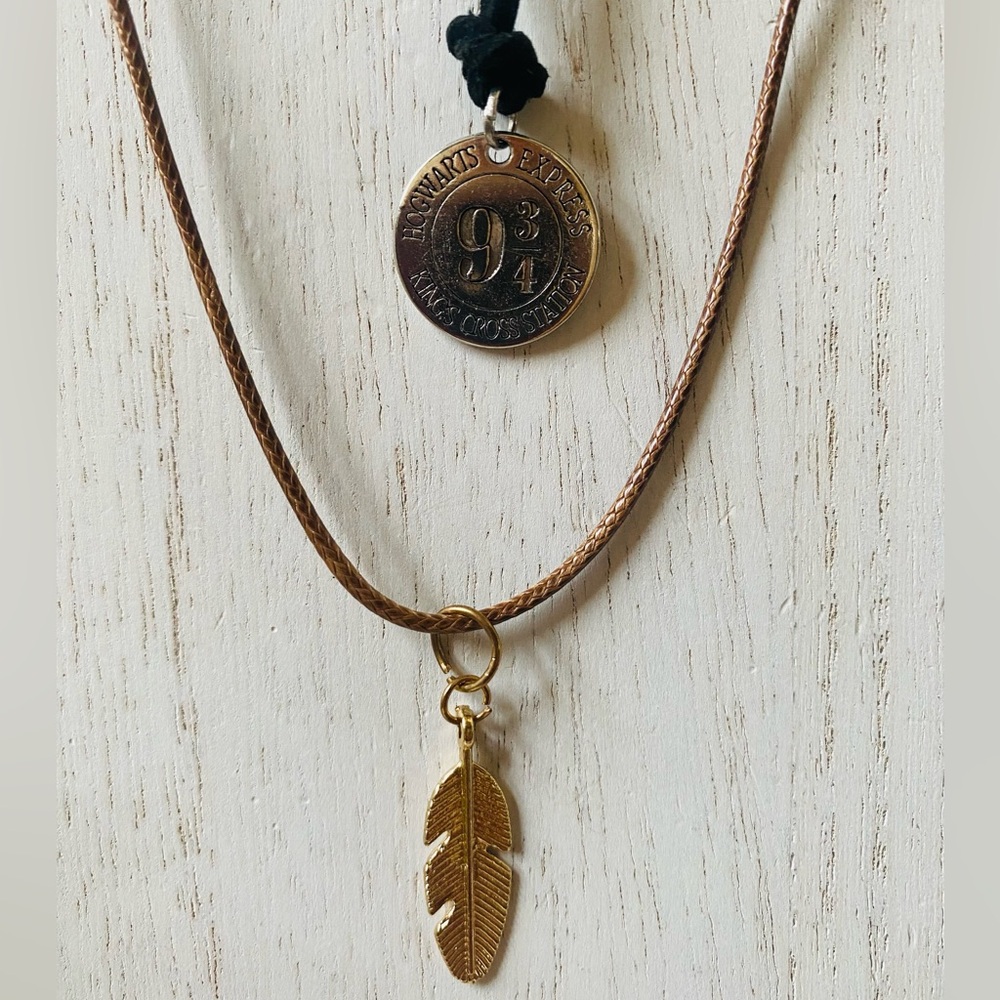 Gold feather, silver coin, necklace bundle
